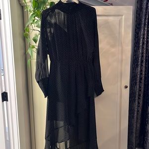 Dynamite mock neck polka dot black dress